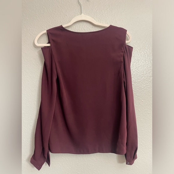 All Saints Lia Cold Shoulder Burgundy Blouse - Picture 7 of 7